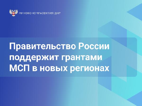 Правительство России поддержит грантами до 300 000 рублей МСП в новых регионах